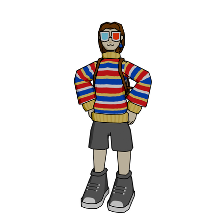 Modelo de mí mismo en el estilo del videojuego Jet Set Radio Future.